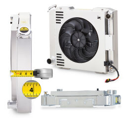 Slim-Fit Radiator Systems Direct-fit aluminum radiators for GM, Ford, and MOPAR &mdash; universal 17-26 in. cores plus application-specific fitments.
