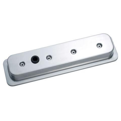 Engine Valve Covers; Center Bolt Style; Die Cast; Polished w/ No Logo; SB&nbsp;Chevy