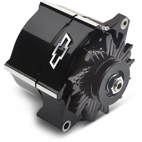 Alternator; 100 AMP; GM 1-Wire; Slant-Edge; Raised Bowtie; Liquid Black