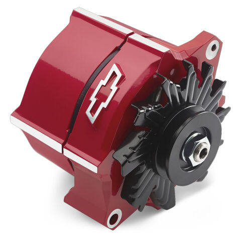Alternator; 100 AMP; GM 1-Wire; Slant-Edge; Raised Bowtie; Red