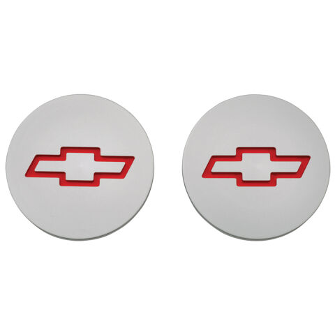 Freeze Plug Inserts; Silver w/ Recessed Bowtie Emblem; For SB Chevy Engine;&nbsp;Pair