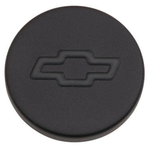 Engine Oil Filler Cap; Push-In Style; 1.22 Hole; Bowtie Logo; Black Crinkle