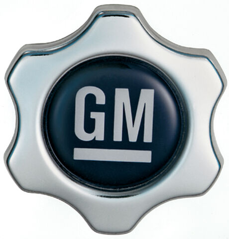 Engine Oil Filler Cap; Chevy Style Valve Cover Hole; White on Blue GM&nbsp;Logo