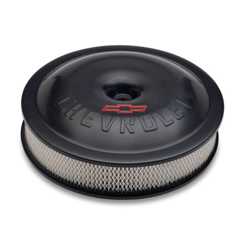 Engine Air Cleaner Kit; Super-Light; 14 Inch; Aluminum; Black; Bowtie/Chevy&nbsp;Logo
