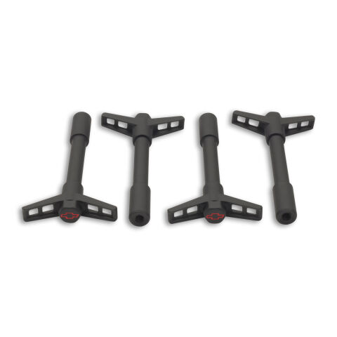 Engine Valve Cover Wing Nuts; Steel; Black; Bowtie Logo; 1/4-20 Thread; 4 Pack