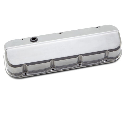 Engine Valve Covers; Tall; Die-Cast; BB Chevy; Polished with No&nbsp;Emblem
