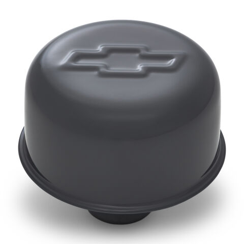 Engine Valve Cover Breather; 3 In Dia; Bowtie Logo; Push-In Style; Shark&nbsp;Gray