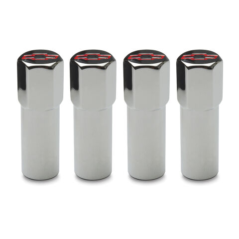Engine Valve Cover Mini Nuts; Steel; Red; Bowtie Logo; Studs Included; 4&nbsp;Pc