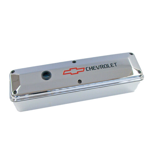 Engine Valve Covers; 2-Piece Tall Style; Die Cast; Chrome w/Bowtie Logo;SB&nbsp;Chevy