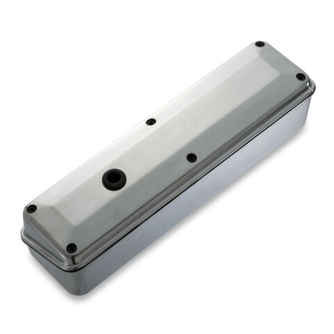Engine Valve Cover; 2-Piece Tall Style; Die Cast; Polished; No Logos; SB&nbsp;Chevy