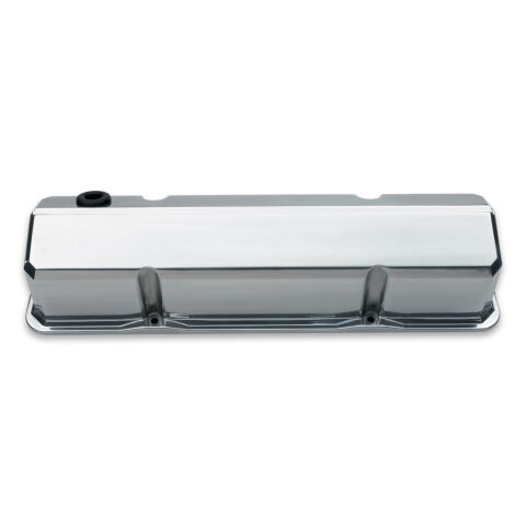 Valve Covers; Slant-Edge Tall; Die Cast; Polished Without Logos; SB&nbsp;Chevy