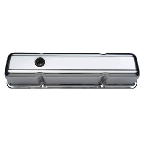 Engine Valve Covers; Stamped Steel; Tall; Chrome; w/o Emblems; Fits SB&nbsp;Chevy