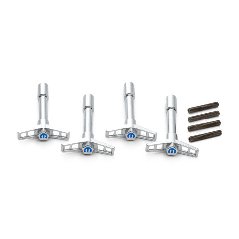Engine Valve Cover Wing Nuts; Steel; Chrome; Mopar Logo; 1/4-20 Thread; 4&nbsp;Pack