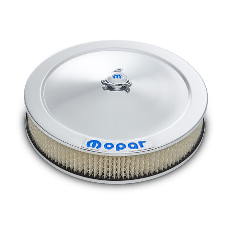 Carburetor Air Cleaner Kit; 14 Inch Diameter; Blue MOPAR Emblem;&nbsp;Chrome