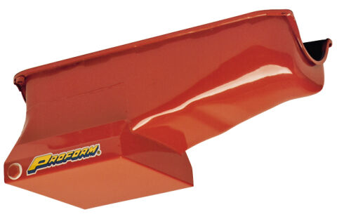 Engine Oil Pan; Low Profile Design; Hi-Capacity; 7 Quart; Orange; SB&nbsp;Chevy