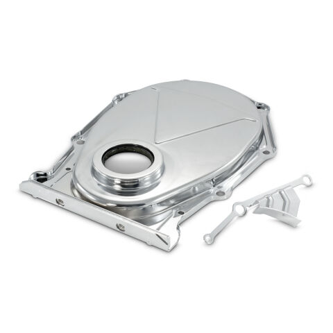 Engine Timing Chain Cover; Chrome; Steel; Factory Replacement For BB Chrysler