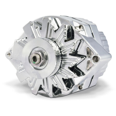 Alternator; 140 AMP; GM 1 Wire Style; Machined Pulley; Chrome Finish; 100%&nbsp;New