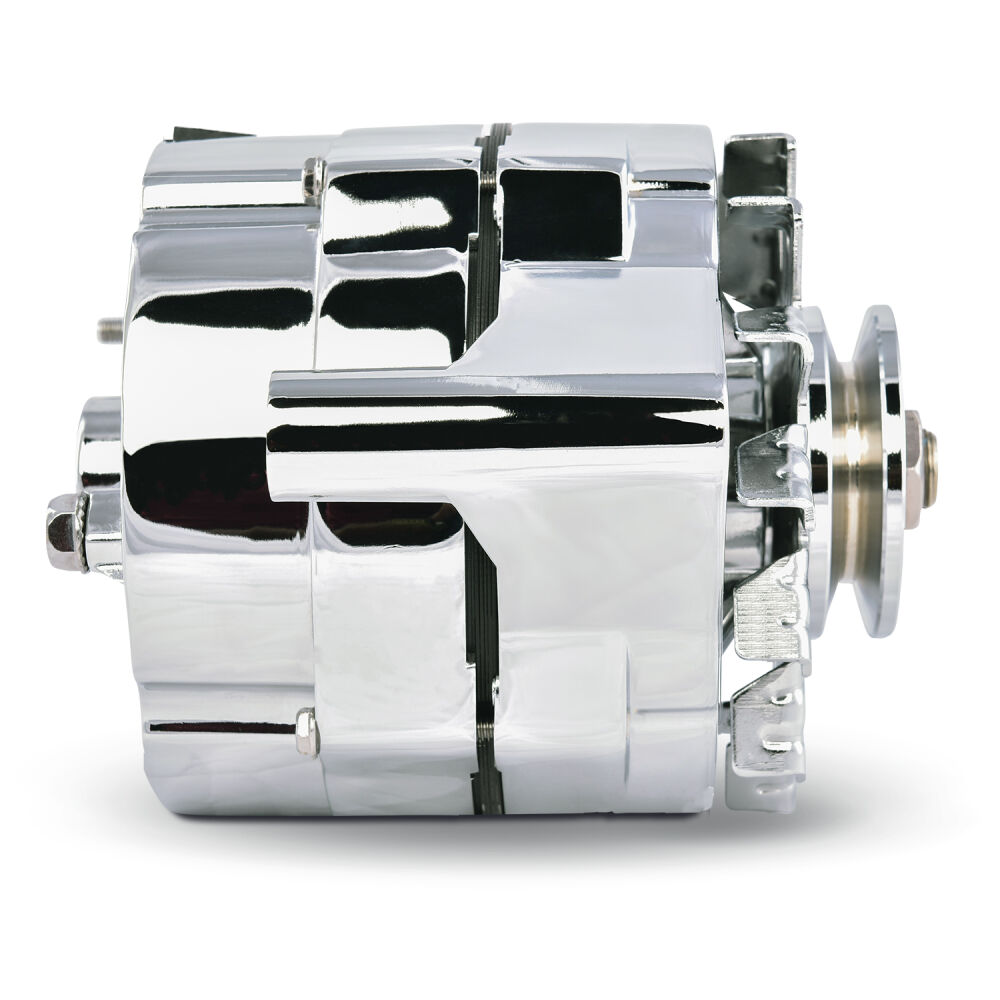 Ford Alternator; 100 AMP; 1-Wire; Machined Pulley; Chrome; 100