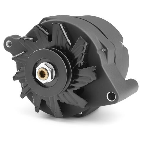 Ford Alternator; Black Crinkle; 100 AMP; 1-Wire; V-Belt Pulley; 100% New