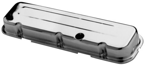 Engine Valve Covers; Stamped Steel; Short; Chrome; w/ Baffles; Fits BB&nbsp;Chevy