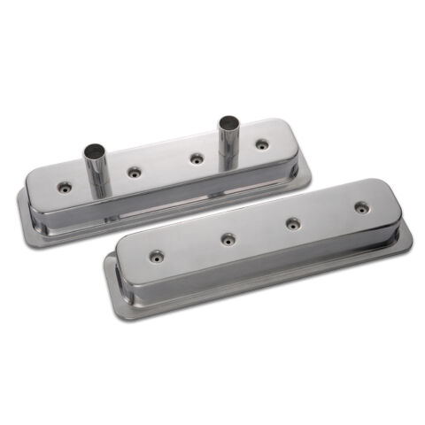 Engine Valve Covers; Circle Track-Center Bolt Style; Die Cast; w/Tubes; SB&nbsp;Chevy