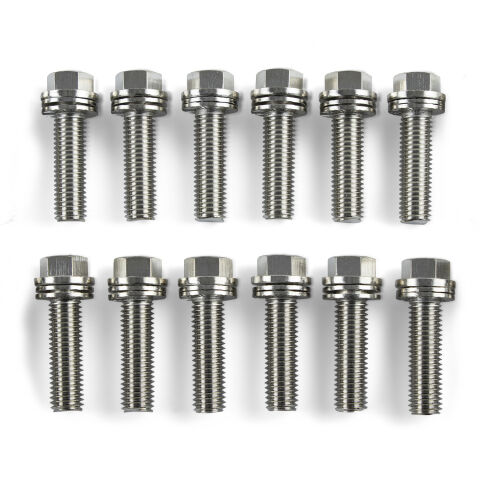 Wedge-Locking Header Bolts; Hex Head; M8 X .984in; Chevy LS; Nickel Plt; 12 Pcs