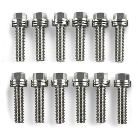 Wedge-Locking Header Bolts; Hex Head; M8 X 1.181in; Chevy LS; Nickel Plt; 12 Pcs