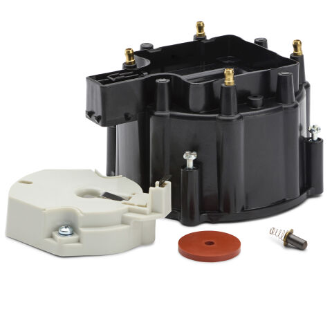 Engine Distributor Cap and Rotor Kit; Fits GM HEI 4-Cylinder Engines;&nbsp;Black
