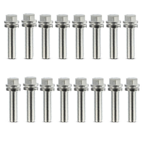 Wedge-Locking Header Bolts; Hex Head; 3/8 dia. X 1in Nickel Plated; 16&nbsp;Pcs