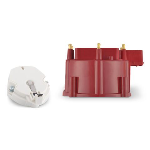 Engine Distributor Cap and Rotor Kit; Fits GM HEI Dist w/Internal Coil;&nbsp;Red