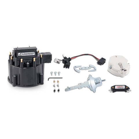 Engine Distributor Tune-Up Kit; Fits GM HEI V8 Dist w/Internal Coil; Black&nbsp;Cap