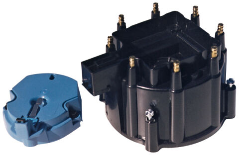 Engine Distributor Cap and Rotor Kit; Fits GM HEI Dist w/Internal Coil;&nbsp;Black