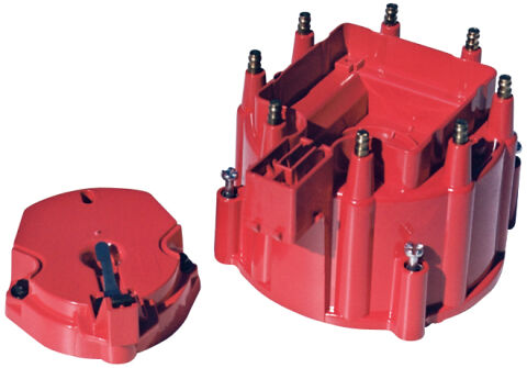 Engine Distributor Cap and Rotor Kit; Fits GM HEI Dist w/Internal Coil;&nbsp;Red