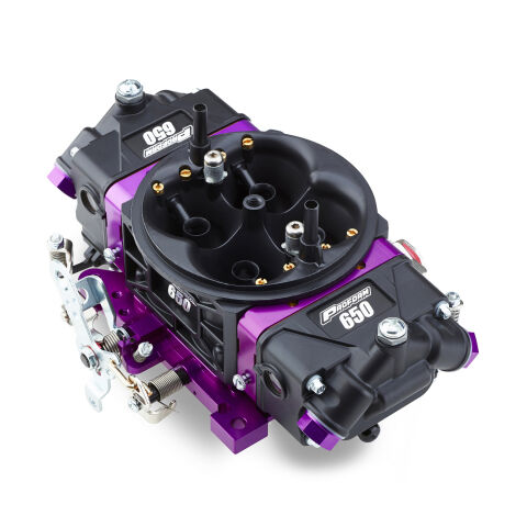 Black Race Series Carburetor; 650 CFM, Mechanical Secondary, Black &&nbsp;Purple