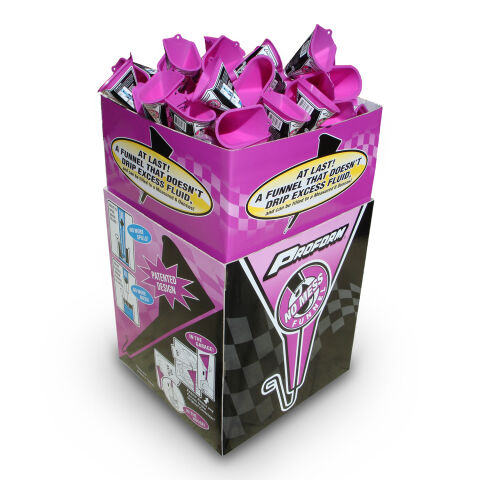 No-Mess' Funnel In-Store Merchandiser; 15 X 15 X 36 Graphics Box w/60 Funnels